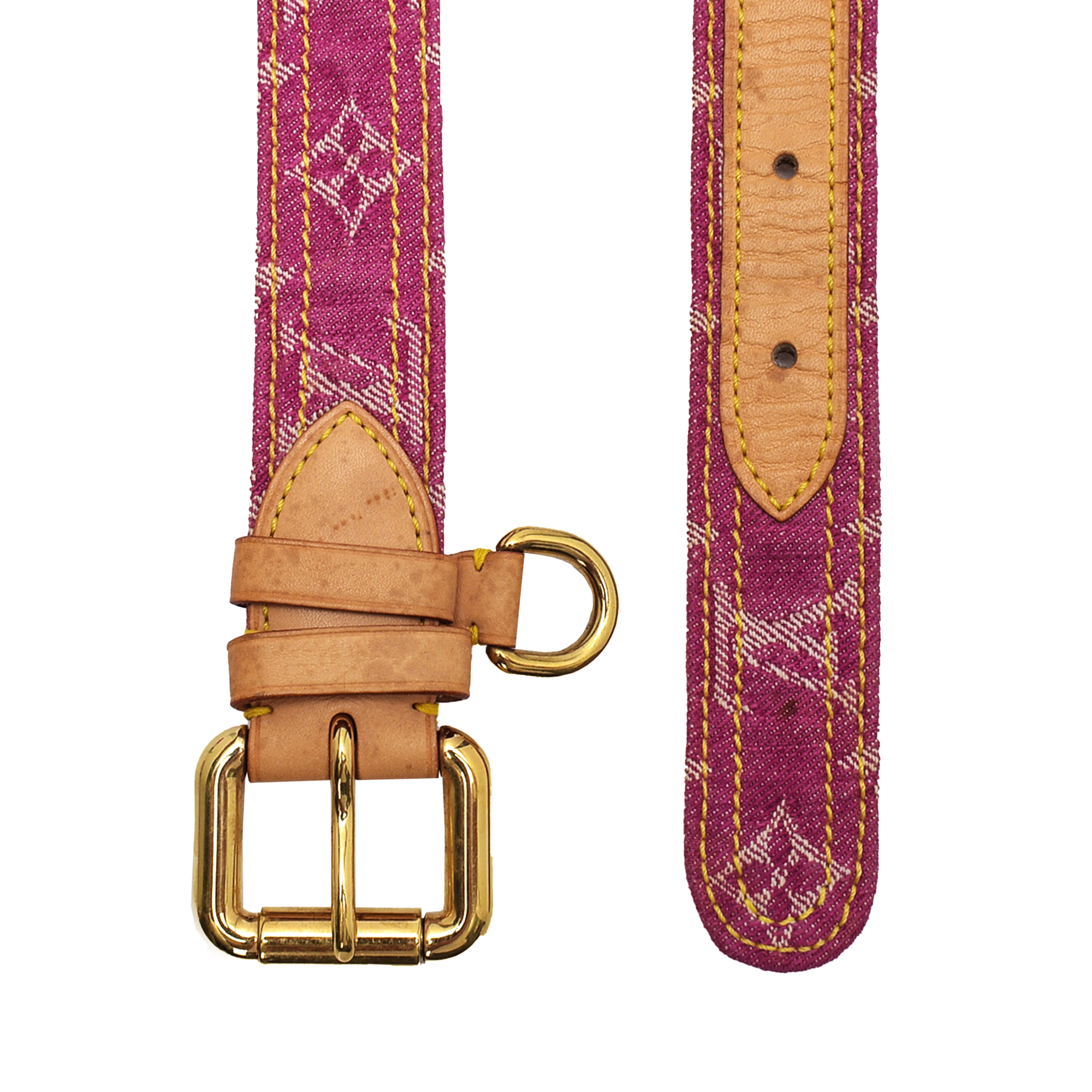 Louis Vuitton - Pink & White Monogram Denim Belt